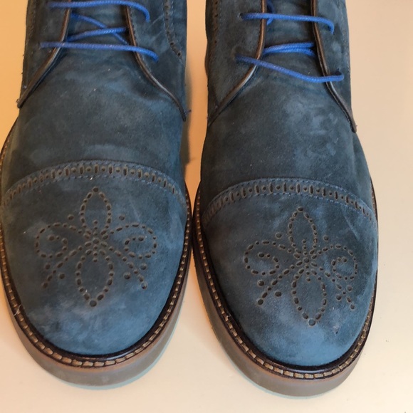 Marc Joseph New York Gold Leather Upper and Lining Blue Suede - Picture 13 of 16